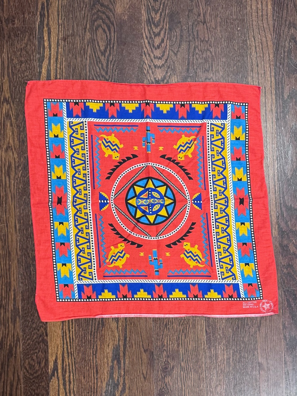 Vintage Red Southwestern Print Bandana RN 13960